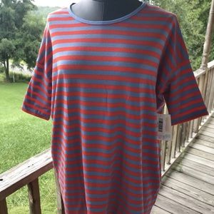 Women’s XS Extra-Small LuLaRoe Irma Tunic Top Blue & Orange Striped Tunic Top